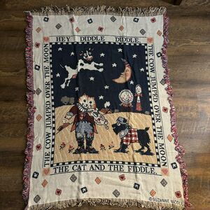 Suzanne Nicoll Tapestry Throw Blanket Hey Diddle Diddle - Nursery Baby 48x36 USA